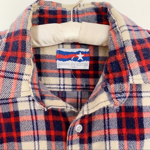Vintage Flannel Plaid Work Shirt - Red and Blue - Picture 4 of 5